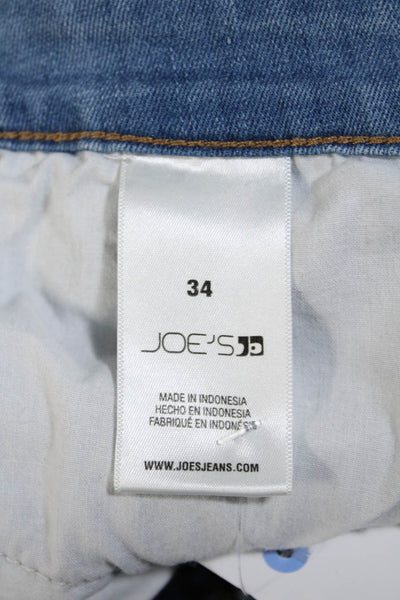 Joes Womens High Rise Ripped Straight Leg Light Wash Jeans Blue Cotton Size 34