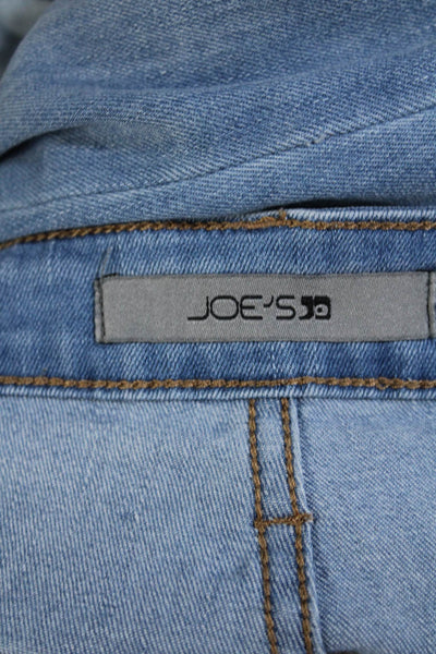 Joes Womens High Rise Ripped Straight Leg Light Wash Jeans Blue Cotton Size 34