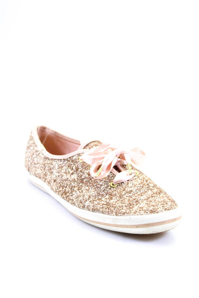 Keds x Kate Spade Womens Glitter Low Top Lace Up Sneakers Light Pink Size 9US