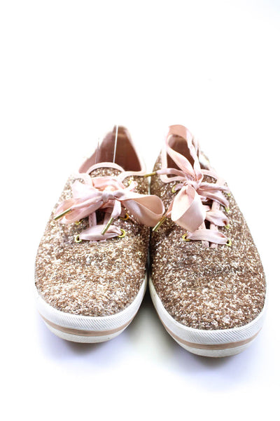 Keds x Kate Spade Womens Glitter Low Top Lace Up Sneakers Light Pink Size 9US