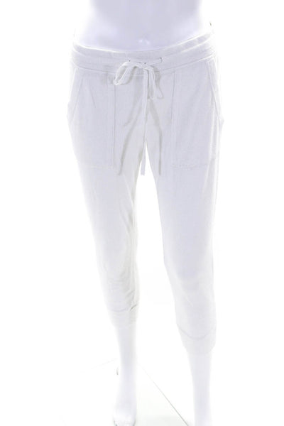 Wilt Womens Velour Mid Rise Drawstring Waist Cropped Pants White Size Small