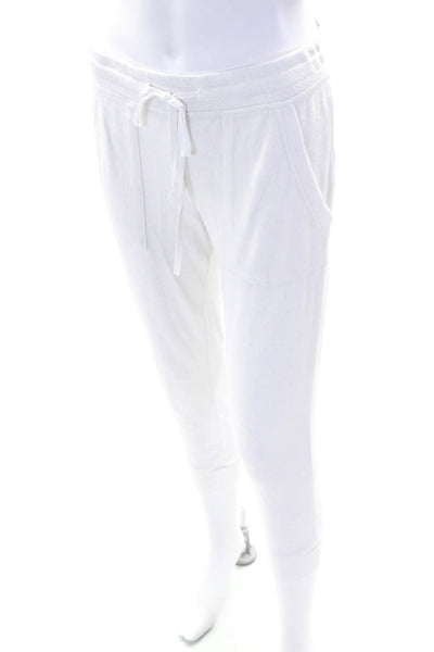 Wilt Womens Velour Mid Rise Drawstring Waist Cropped Pants White Size Small