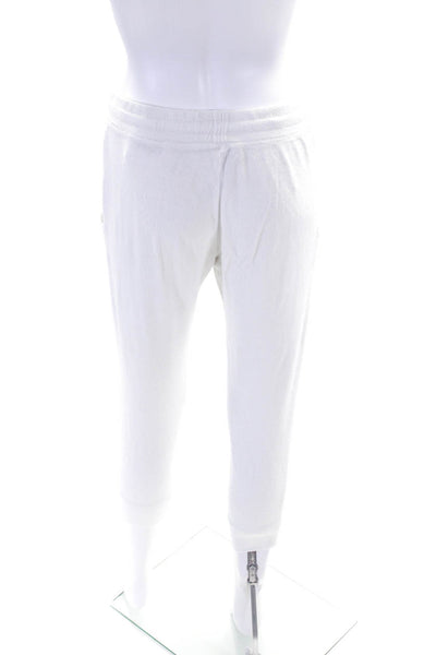 Wilt Womens Velour Mid Rise Drawstring Waist Cropped Pants White Size Small