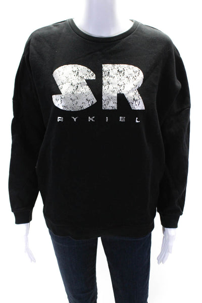 Sonia Rykiel Girls Cotton Metallic Graphic Crewneck Sweatshirt Black Size 14