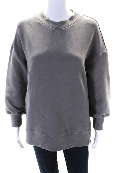 Varley Women's Round Neck Long Sleeves Zip Pullover Sweatshirt Gray Size XS