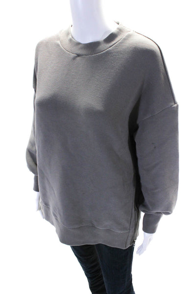 Varley Women's Round Neck Long Sleeves Zip Pullover Sweatshirt Gray Size XS