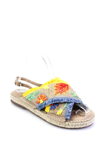 Sam Edelman Women's Open Toes Fringe Embroidered Espadrille Flat Sandals Size 4