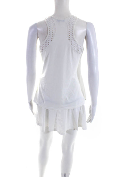 L'etoile Sport Women's Scoop Neck Sleeveless Two Piece Skort Set White Size L