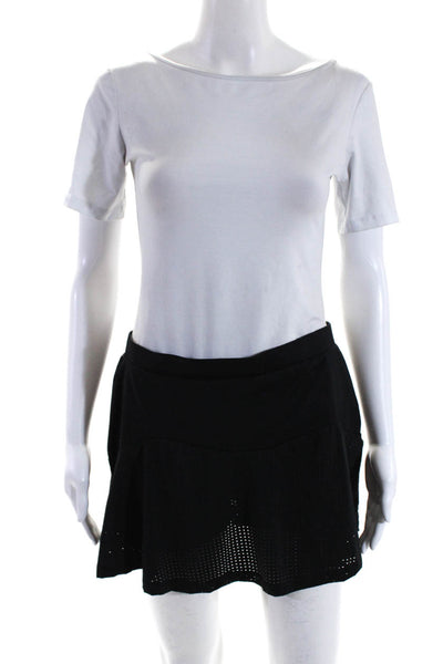 L'etoile Sport Women's Elastic Waist Mesh Tennis Mini Skort Black Size XL