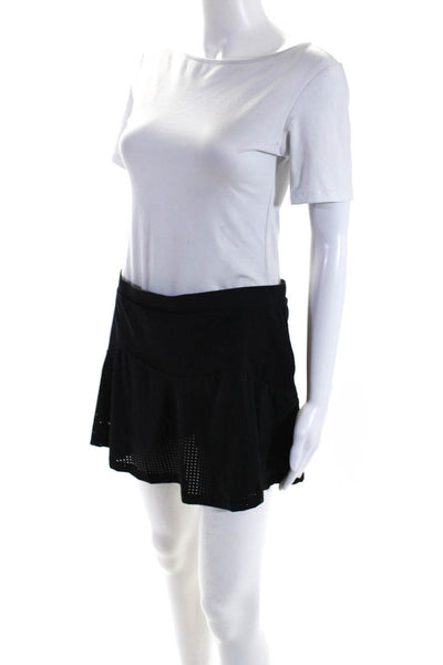 L'etoile Sport Women's Elastic Waist Mesh Tennis Mini Skort Black Size XL