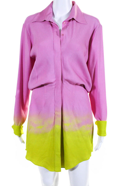 Brandon Maxwell Pink and Green Vera Shirtdress Size 8 from eBay Endless Runway