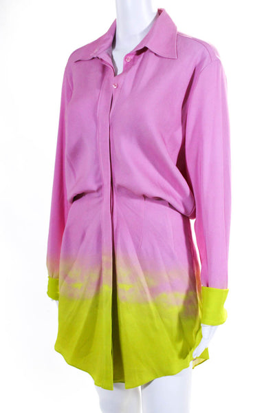 Brandon Maxwell Pink and Green Vera Shirtdress Size 8 from eBay Endless Runway