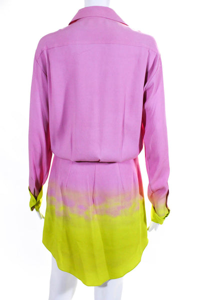 Brandon Maxwell Pink and Green Vera Shirtdress Size 8 from eBay Endless Runway