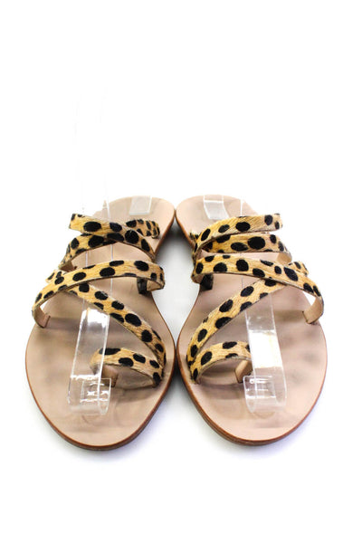 Loeffler Randall Womens Animal Print Strappy Sandals Beige Black Size 8