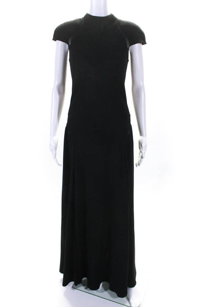 Jackie Rogers Womens Short Sleeves A Line Evening Gown Black Wool Size 6