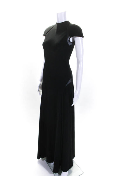 Jackie Rogers Womens Short Sleeves A Line Evening Gown Black Wool Size 6