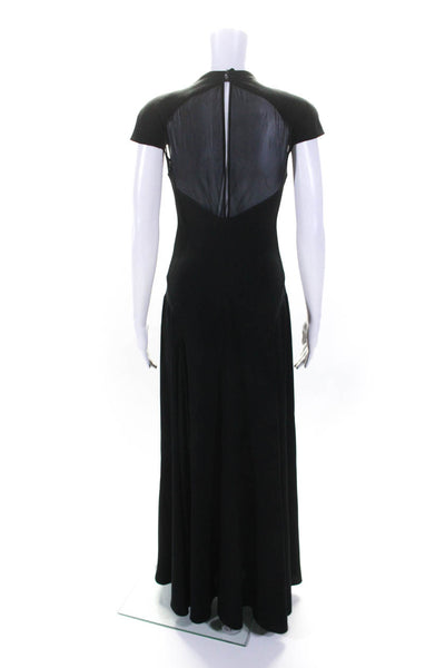 Jackie Rogers Womens Short Sleeves A Line Evening Gown Black Wool Size 6