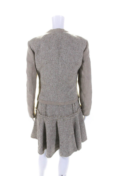 Michael Kors Womens Tweed Full Zipper A Line Dress Suit Beige Cotton Size 6