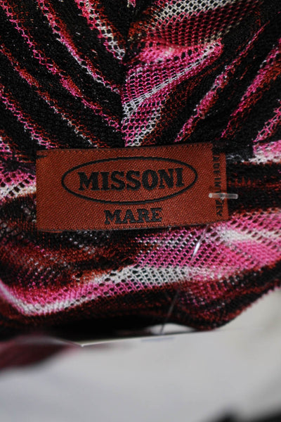 Missoni Womens Striped Print Open Front Sleeveless Hooded Jacket Pink Size EUR40