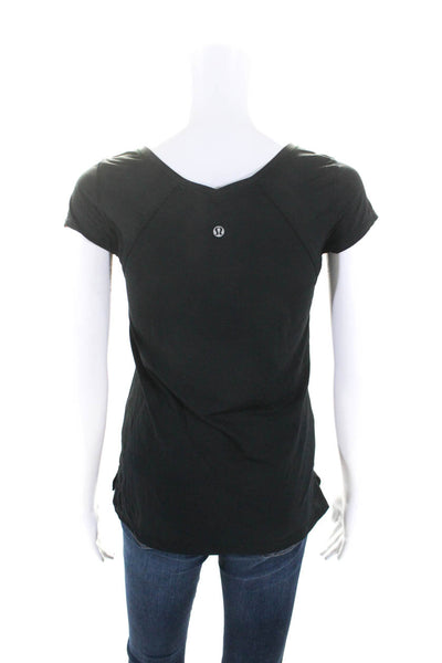 Lululemon Womens Short Sleeve V Neck Athletic Top Tee Shirt Black Size 4