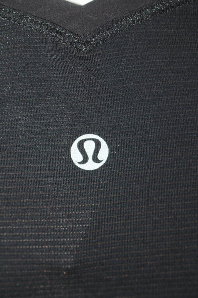 Lululemon Womens Short Sleeve V Neck Athletic Top Tee Shirt Black Size 4