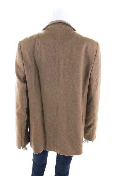 Akris Womens Unlined Fleece Hook & Eye Blazer Jacket Brown Cashmere Size 14