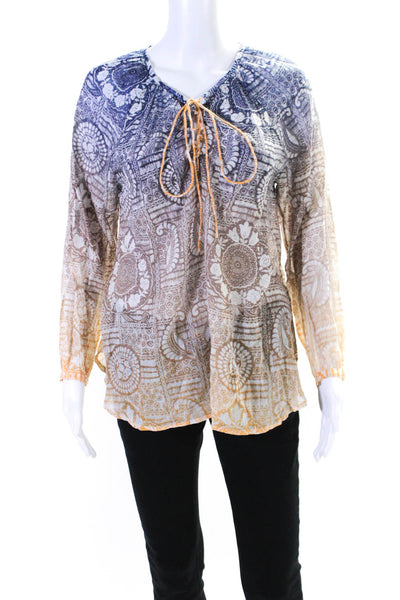 Antik Batik Womens Long Sleeves Amalia Blouse Multi Colored Cotton Size Extra Sm