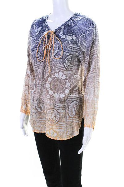 Antik Batik Womens Long Sleeves Amalia Blouse Multi Colored Cotton Size Extra Sm