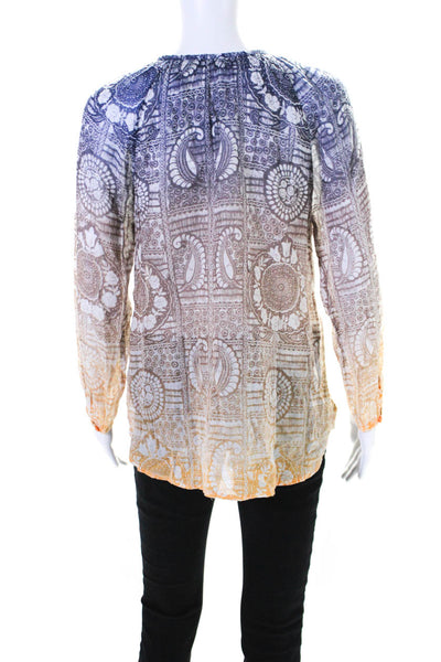 Antik Batik Womens Long Sleeves Amalia Blouse Multi Colored Cotton Size Extra Sm