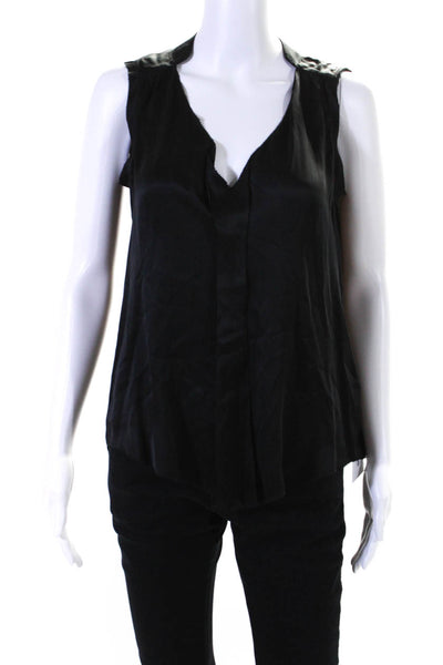 Go By GoSilk Womens Silk V Neck Sleeveless Tank Top Black Size Extra Small