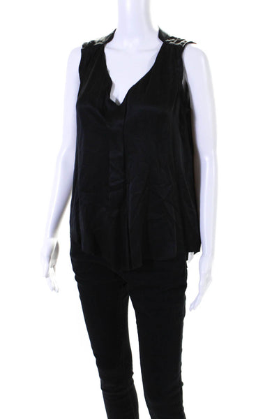 Go By GoSilk Womens Silk V Neck Sleeveless Tank Top Black Size Extra Small