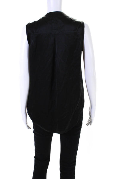 Go By GoSilk Womens Silk V Neck Sleeveless Tank Top Black Size Extra Small