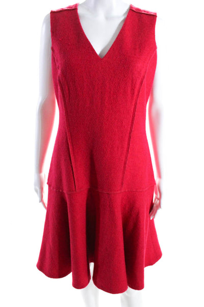 Karl Lagerfeld Women's Sleeveless Exposed Zip Drop Waist Midi Dress Red Size 8