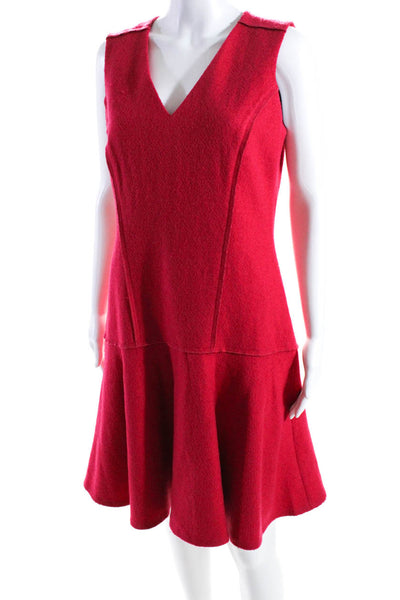 Karl Lagerfeld Women's Sleeveless Exposed Zip Drop Waist Midi Dress Red Size 8