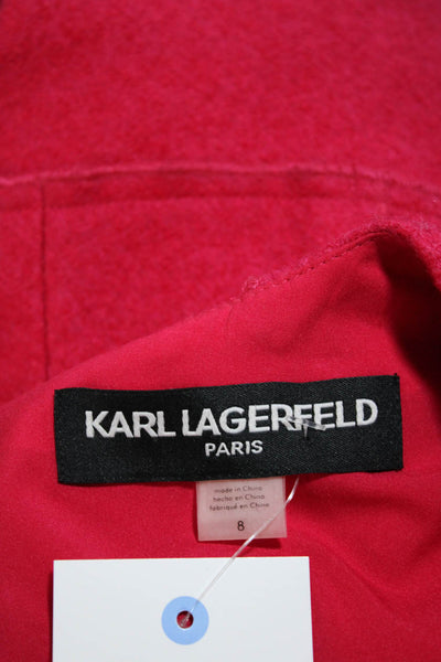 Karl Lagerfeld Women's Sleeveless Exposed Zip Drop Waist Midi Dress Red Size 8