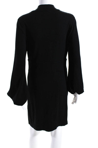 Theory Women's Mock Neck Long Sleeves Fit Flare Mini Dress Black Size M