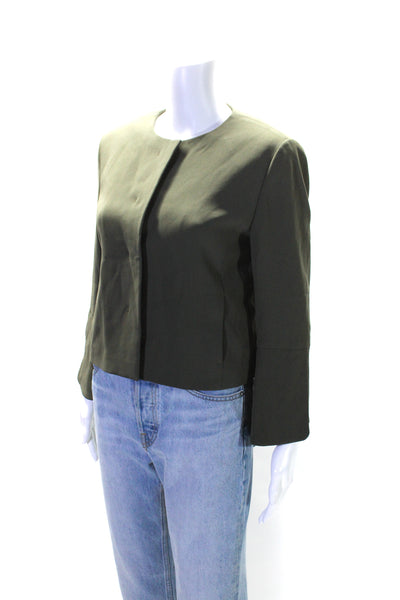 St. Emile Womens Round Neck Long Sleeve Buttoned Blazer Jacket Green Size 8