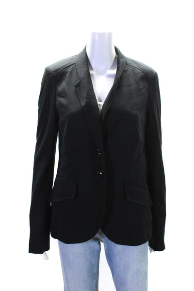 Per Se Womens Collared V-Neck Buttoned Darted Blazer Jacket Navy Size 8