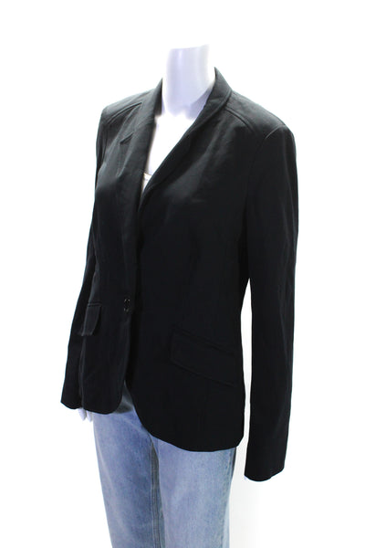 Per Se Womens Collared V-Neck Buttoned Darted Blazer Jacket Navy Size 8