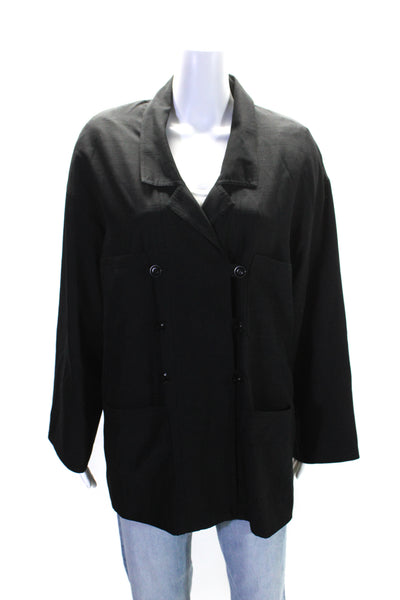 Worth Womens Silk Buttoned-Up Collared Long Sleeve Casual Jacket Black Size 8