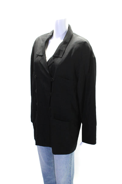 Worth Womens Silk Buttoned-Up Collared Long Sleeve Casual Jacket Black Size 8