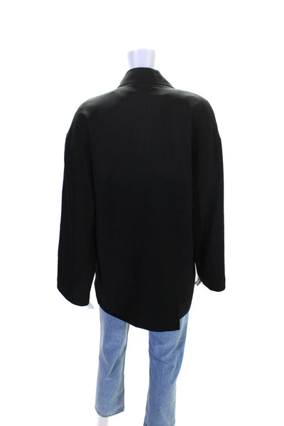 Worth Womens Silk Buttoned-Up Collared Long Sleeve Casual Jacket Black Size 8