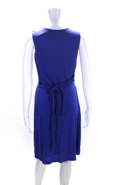 Barneys New York Womens V-Neck Sleeveless Wrapped Tied Midi Dress Blue Size XS