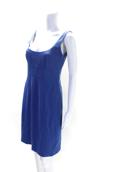 Elie Tahari Womens Sleeveless Darted Zipped Midi Sheath Dress Blue Size M