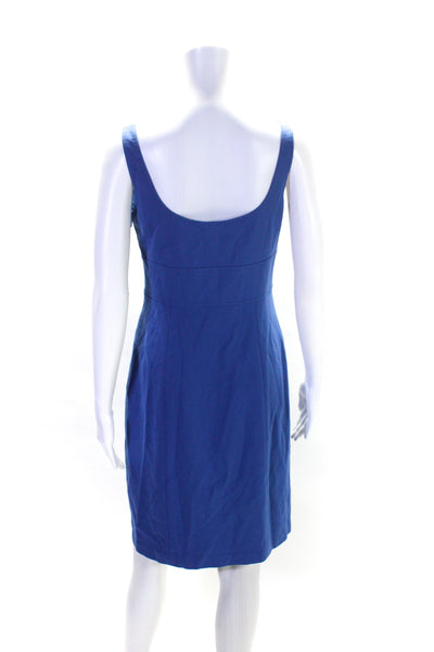 Elie Tahari Womens Sleeveless Darted Zipped Midi Sheath Dress Blue Size M