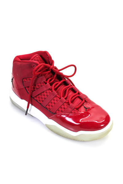 Jordan Boys Mesh Textured Patchwork Lace-Up Basketball Sneakers Red Size 6Y