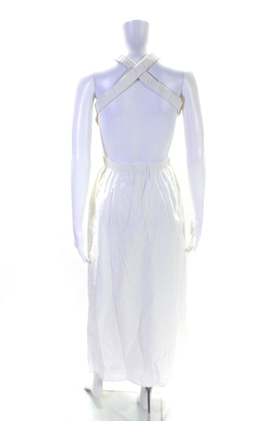 O.P.T Womens White Cotton Blend Open Back Criss Cross Halter Midi Dress Size S