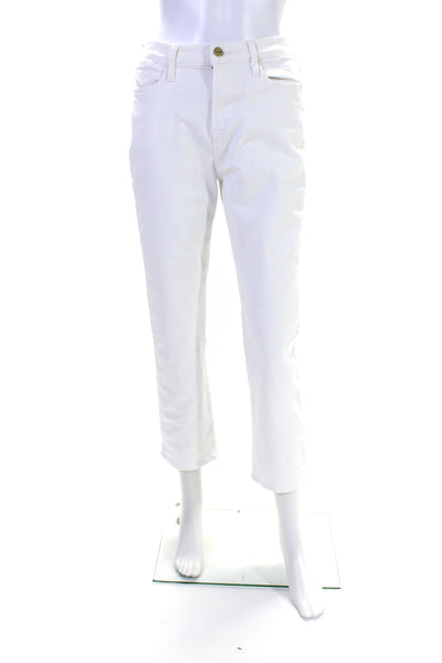 Frame Womens Cotton Denim Flat Front Mid Rise Straight Leg Jeans White Size 29