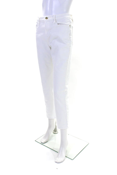 Frame Womens Cotton Denim Flat Front Mid Rise Straight Leg Jeans White Size 29