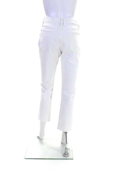 Frame Womens Cotton Denim Flat Front Mid Rise Straight Leg Jeans White Size 29